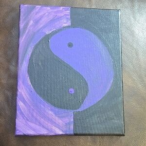 Purple and Black Yin Yang Canvas Art 8x10
